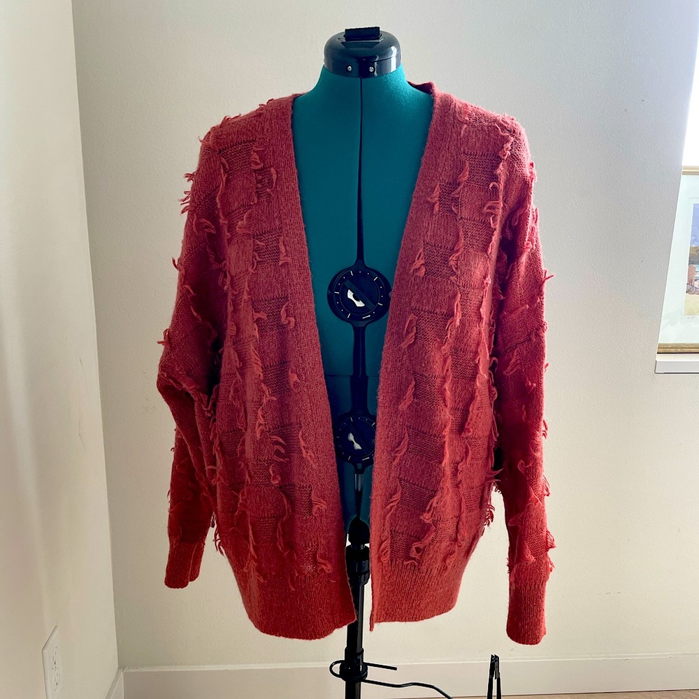 Maeve Janis Fringed Cardigan in Rust - 1X